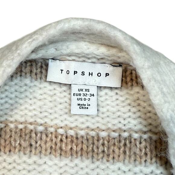 TopShop Oversized Checkerboard Stripe Maxi Cardigan Cream XS - Picture 6 of 9